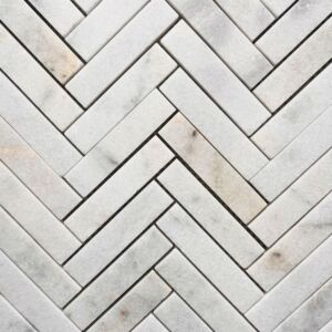 Carrara Honed Marble Herringbone Mosaic