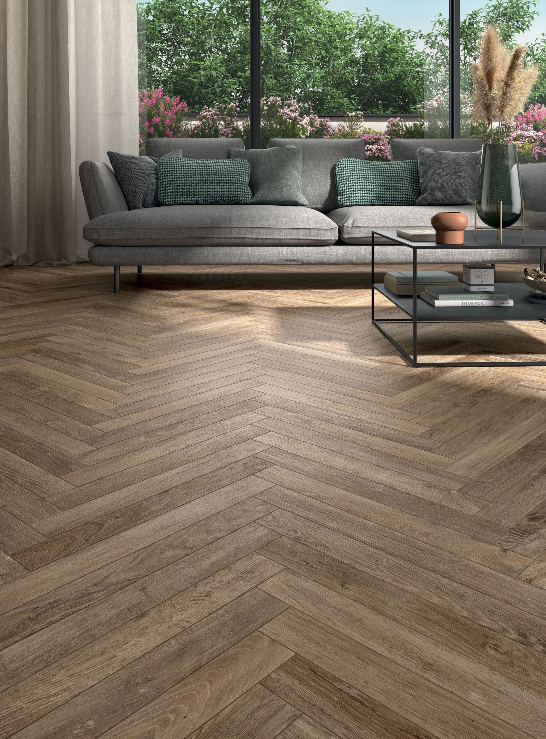 Ashdown Herringbone Natural Walnut Porcelain