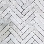 Alanya Rose Honed Marble Herringbone Mosaic