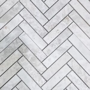 Alanya Rose Honed Marble Herringbone Mosaic