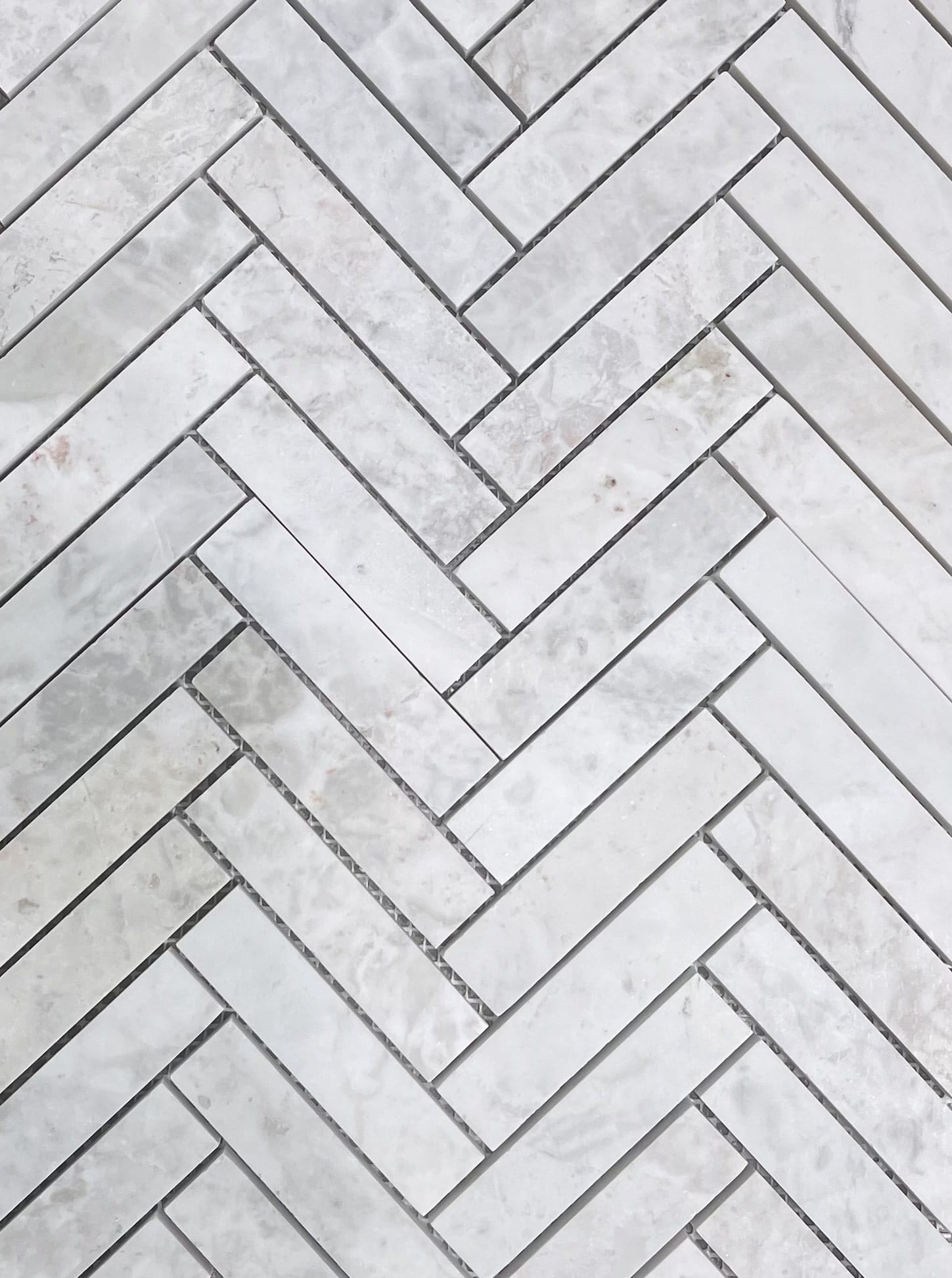 Alanya Rose Honed Marble Herringbone Mosaic