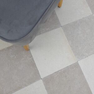 Crema Pearl Tumbled Chequer Limestone
