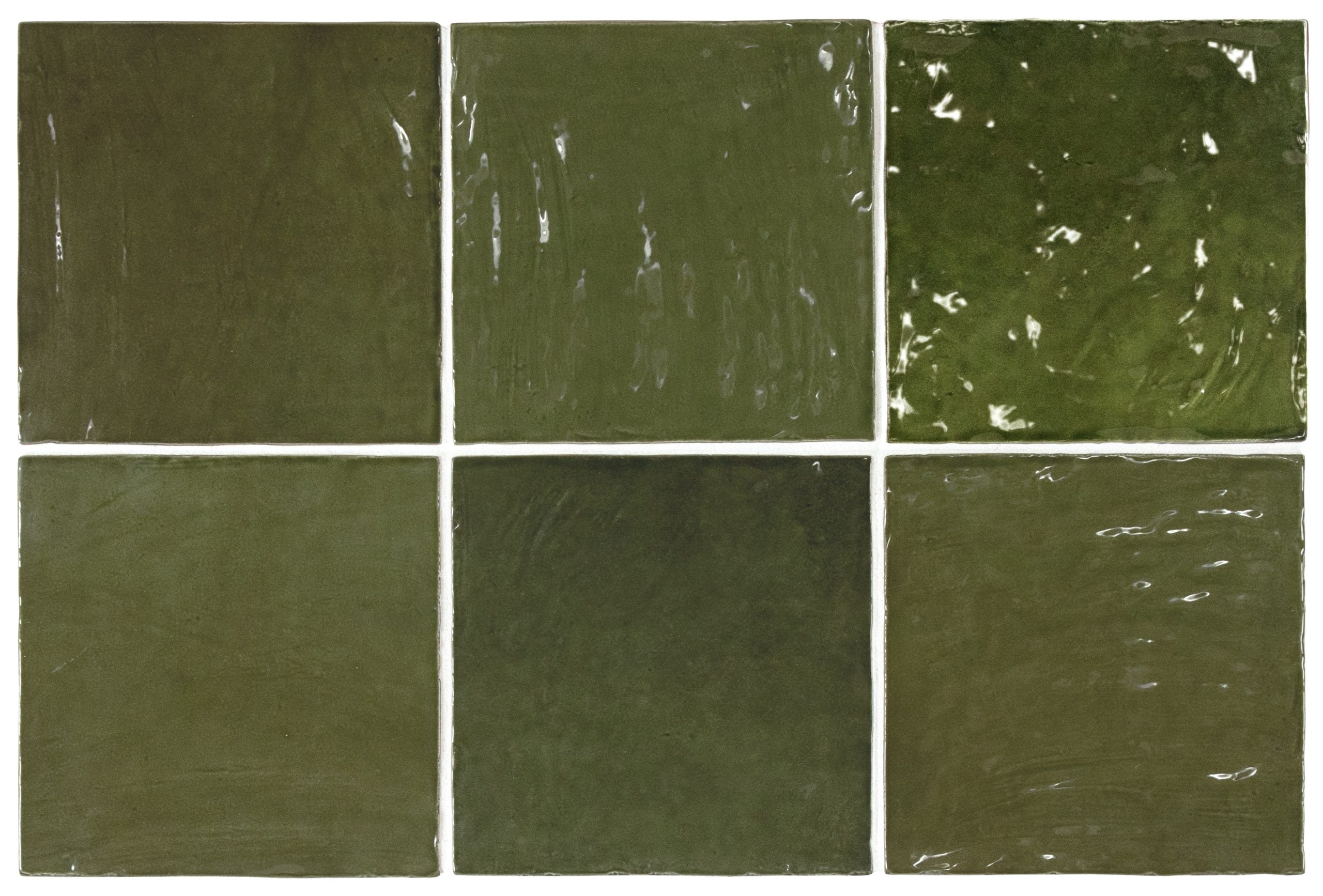 Monaco Zellige Botanical Green Square Glazed Ceramic