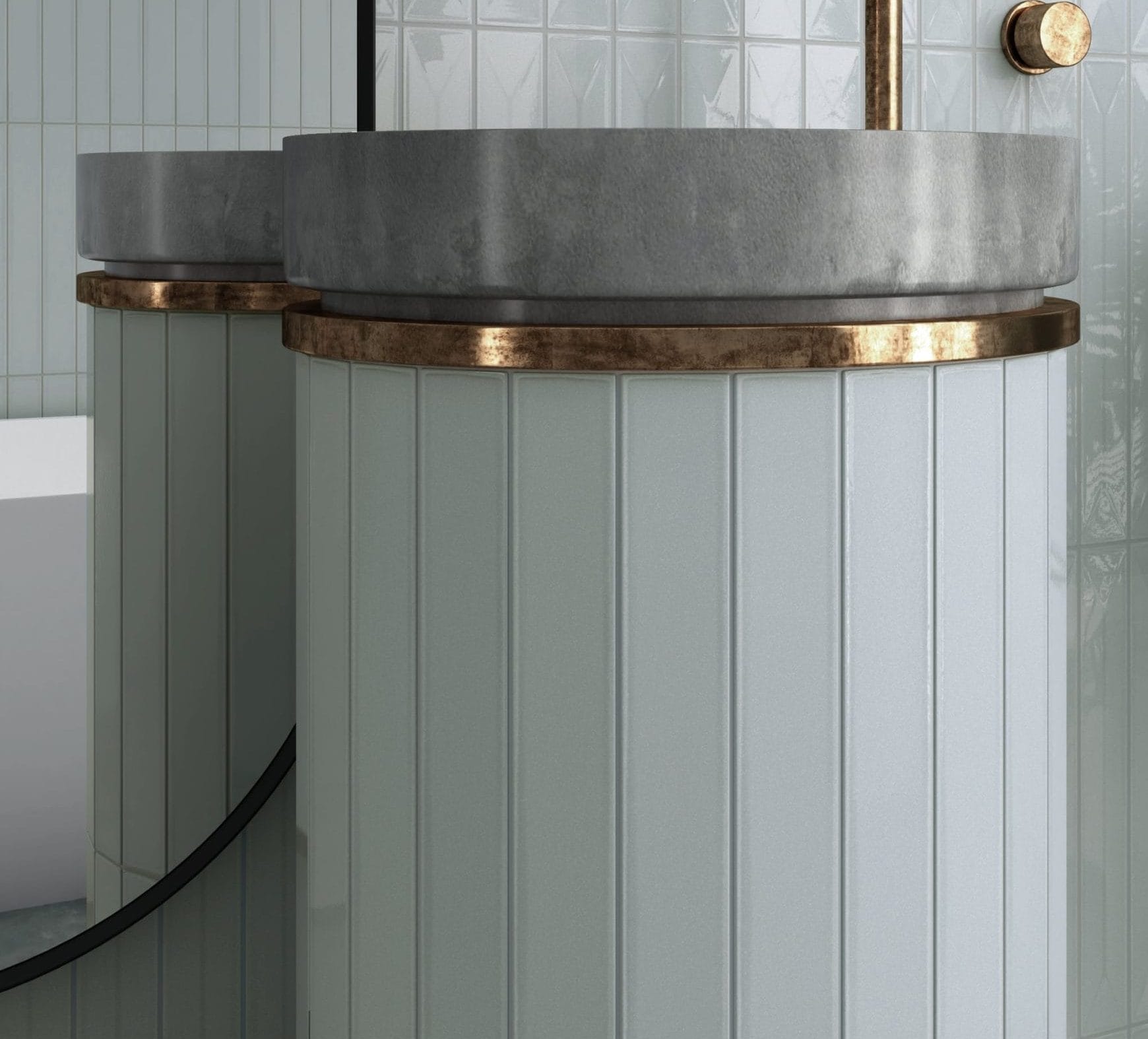 Palos Light Blue Glazed Ceramic Long Brick