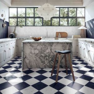 Parisian Carrara and Nero Chequer Porcelain