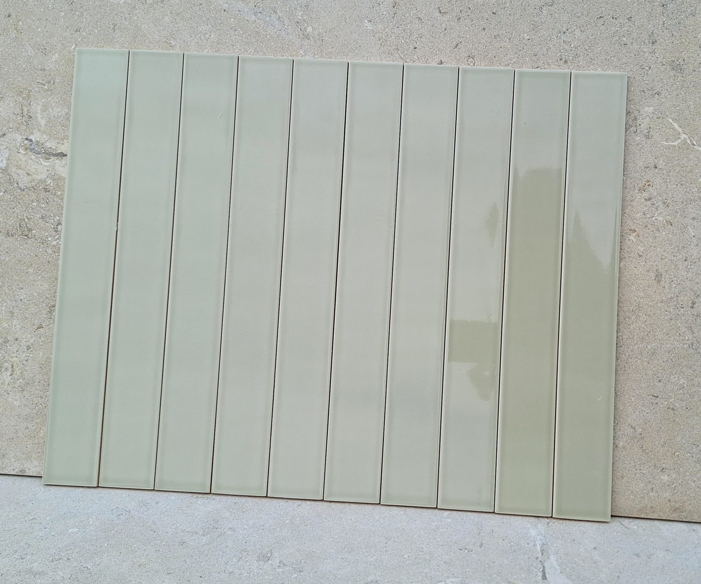Palos Sage Green Glazed Ceramic Long Brick