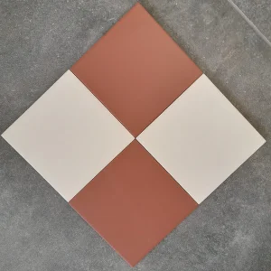 Victorian Pastello Rusty Red & Antique Cream Chequer Porcelain