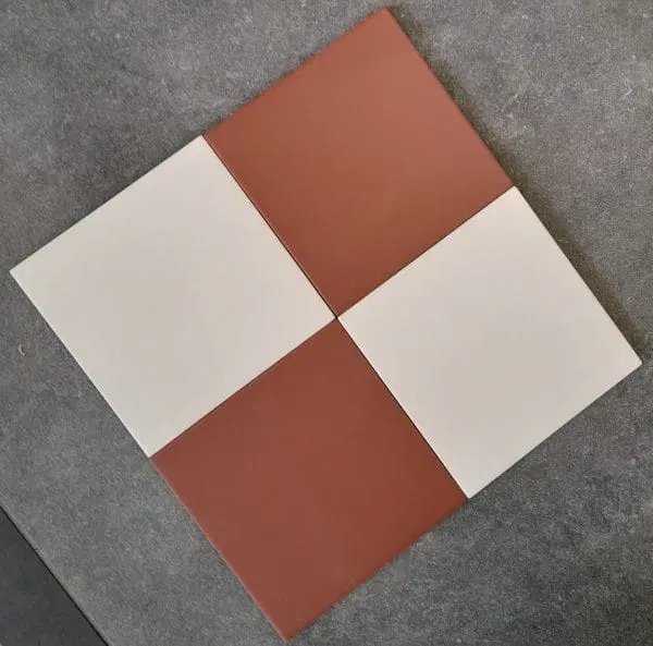 Victorian Pastello Rusty Red & Antique Cream Chequer Porcelain