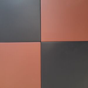Victorian Pastello Rusty Red & Black Swan Chequer Porcelain (2 Full Tile Samples)