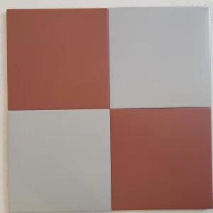 Victorian Pastello Rusty Red & Dutch White Chequer Porcelain
