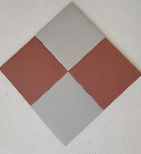 Victorian Pastello Rusty Red & Dutch White Chequer Porcelain