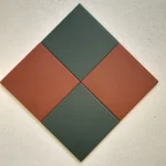 Victorian Pastello Rusty Red & Green Echo Chequer Porcelain