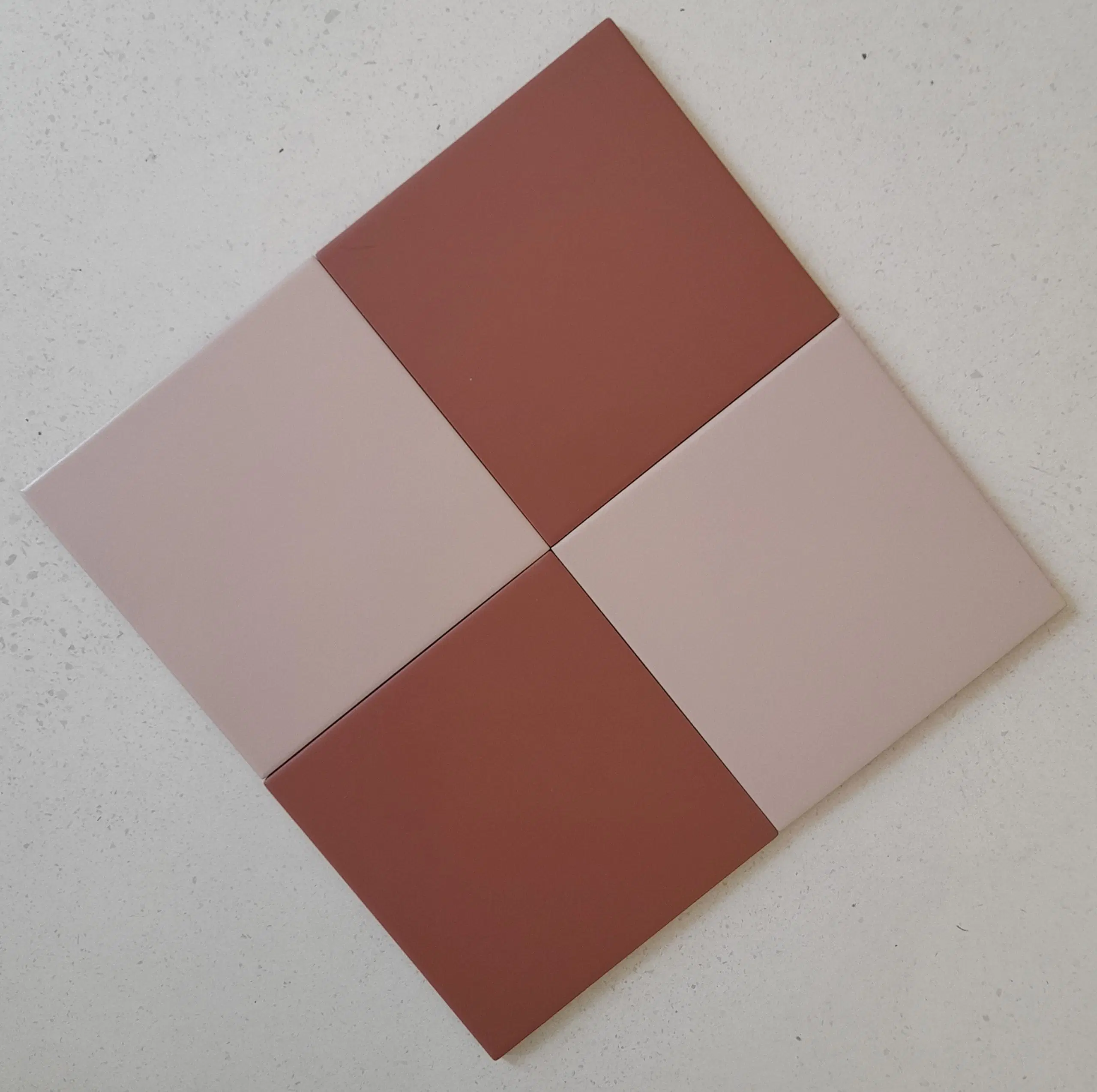 Victorian Pastello Rusty Red & Rosy Blush Chequer Porcelain