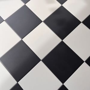Victorian Pastello Antique Cream and Black Chequer Porcelain (2 Full Tile Samples)