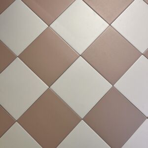 Victorian Pastello Antique Cream and Blush Chequer Porcelain (2 Full Tile Samples)