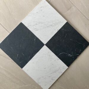 Parisian Carrara and Nero Chequer Porcelain (Sample x 2 pieces)