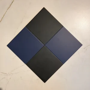 Victorian Patrona Off Black & Ocean Blue Chequer Porcelain