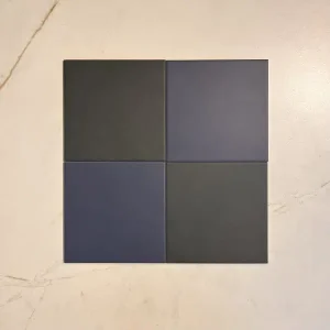 Victorian Patrona Off Black & Ocean Blue Chequer Porcelain (2 Full Tile Samples)
