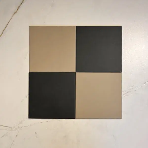 Victorian Patrona Off Black & Caramel Chequer Porcelain