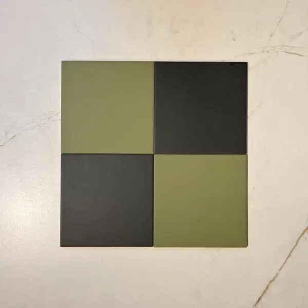 Victorian Patrona Off Black & Lawn Green Chequer Porcelain
