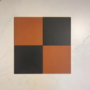 Victorian Patrona Off Black & Teracotta Chequer Porcelain (2 Full Tile Samples)