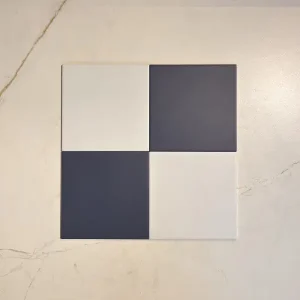Victorian Patrona Ocean Blue & Old White Chequer Porcelain (2 Full Tile Samples)