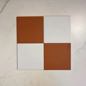 Victorian Patrona Teracotta & Old White Chequer Porcelain (2 Full Tile Samples)